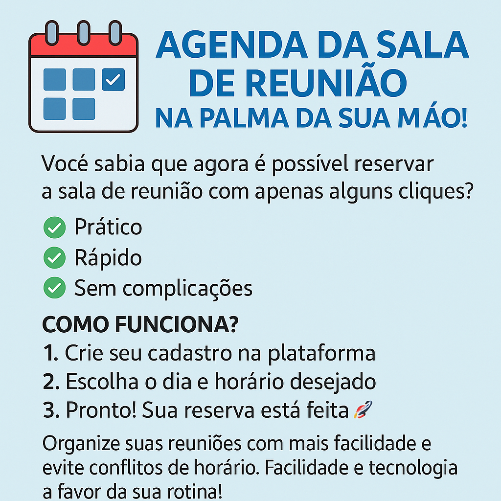 Agenda da sala de reunião na palma da sua mão!